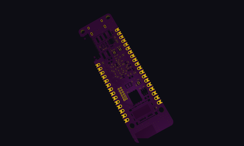 Kypros PCB back — purple solder mask